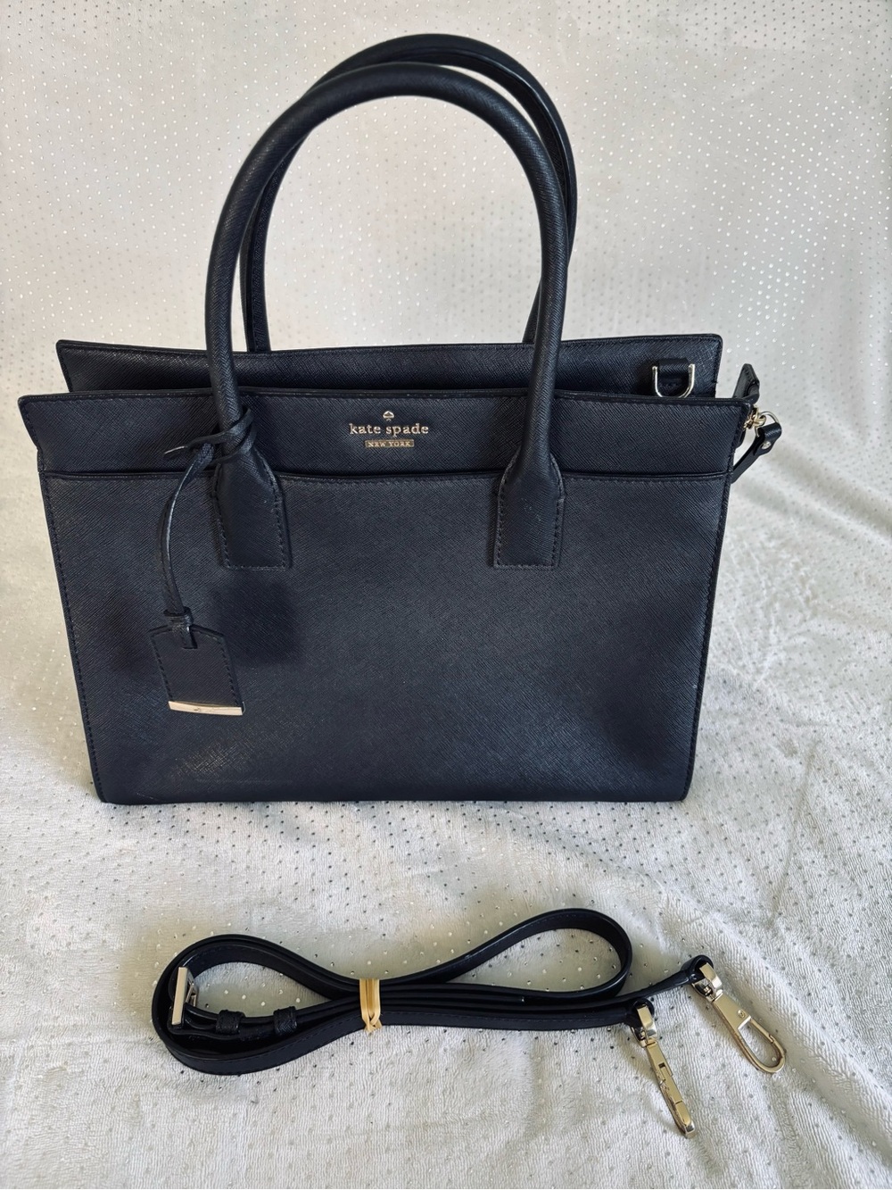 kate spade Black Structured Satchel with Detachable Strap